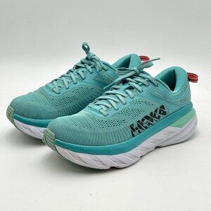 HOKA One One Bondi 7 Womens Running Sneakers Walking Shoes Workout Teal Size 8.5